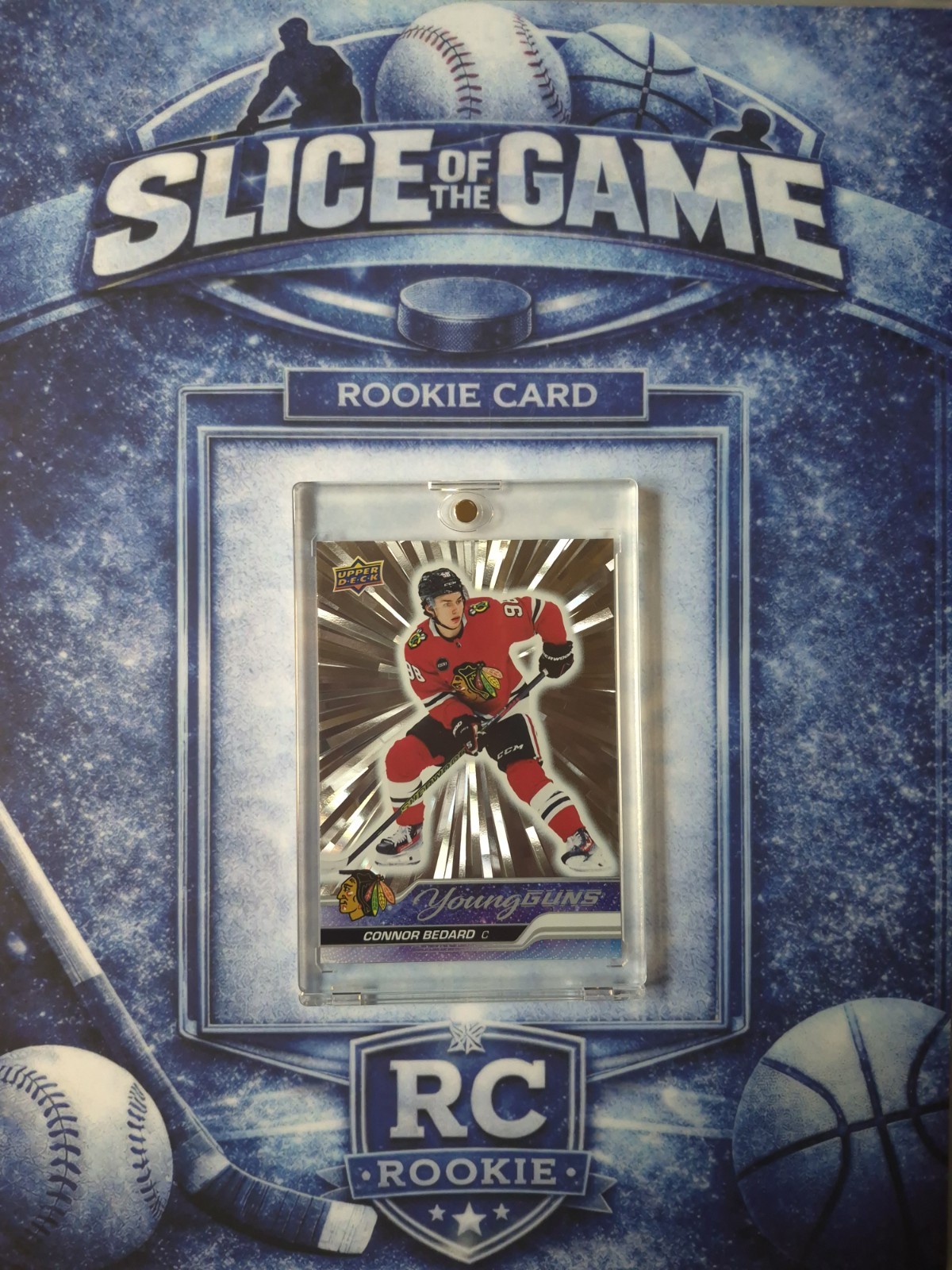 2023-24 Upper Deck Connor Bedard Young Guns Silver Outburst RC #451 Blackhawks view 3