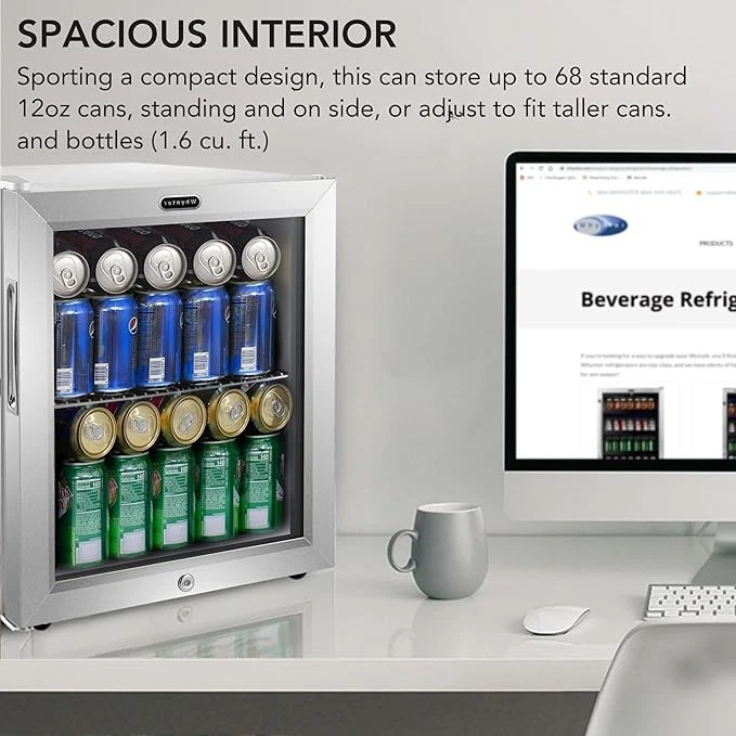 Whynter 68 罐装饮料冰箱带玻璃门,1.6 立方英尺 — 第 3/4 张图片