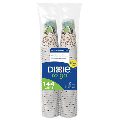 #ad Dixie to Go Non Slip Hold Insulated Paper Cups 144 pack 16oz FREE SHIPPING $26.59