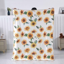Sunflower Throw Blanket,Sunflower Blanket 50x60 inches,Soft Flannel Floral Th...