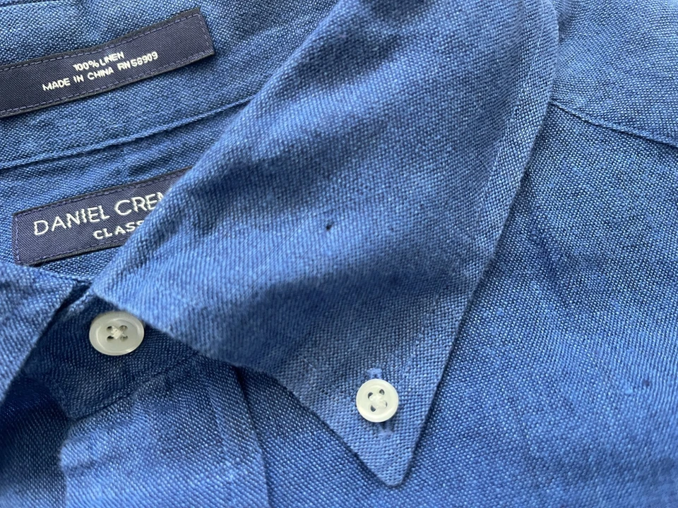 Daniel Cremieux Shirt Mens 3X Big Blue 100% Linen Button Down Short Sleeve - Image 2 of 4