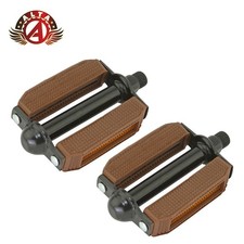 2x ALTA 9/16" PVC Block Bicycle Pedals Brown/Black Cruisers Bike For 3pc Crank.