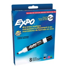 EXPO® Low-Odor Dry Erase Markers, Chisel Tip, 8 Colors, Pack of 8 SAN80078 UP...