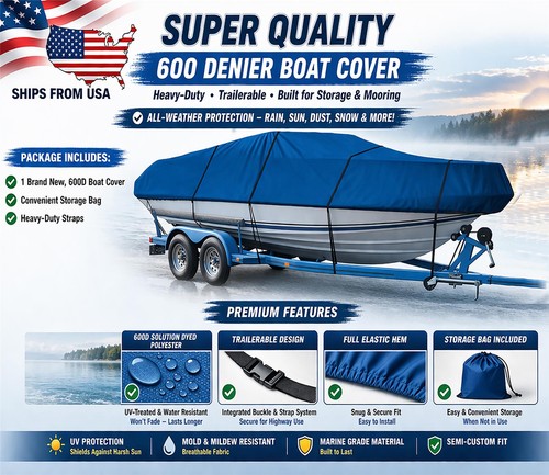 WARRIOR V21-21 EAGLE DC BOAT COVER 2004-2014 Heavy-Duty Trailerable Boat Covers - Foto 2 di 9