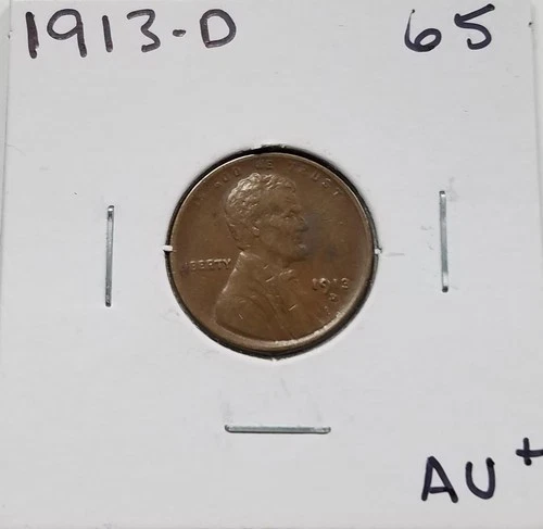 1913-D Lincoln Cent | AU + | Copper 1c | Wheat Cent