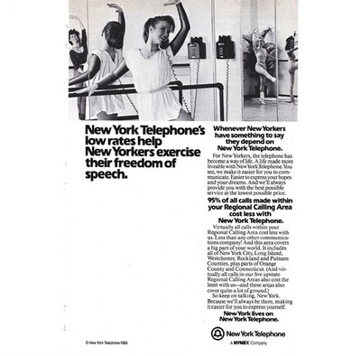 New York Telephone 1985 Exercise Print Ad Featuring Ballet Dancers