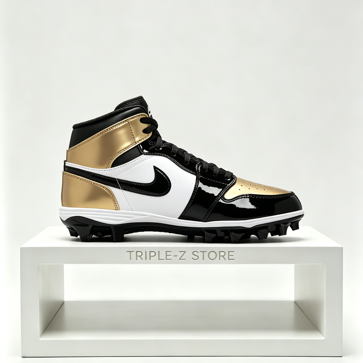 Jordan 1 Mid TD Football Cleat Gold Black White Men's | Size 7