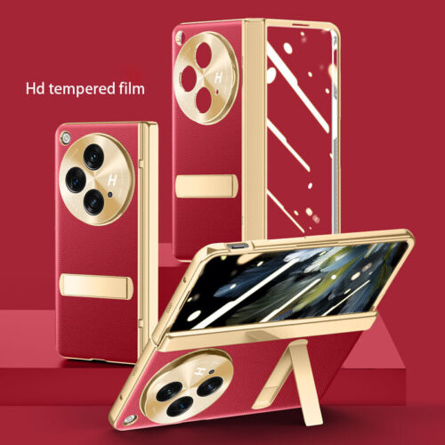 Custodia cavalletto metallo pelle lusso aperta per OnePlus protezione schermo integrata - Foto 11 di 14
