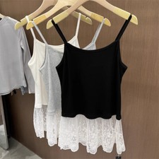 Femme Dentelle à Lanière Caraco sans Manche Drapé Débardeurs Floral Épissure Fin