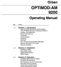 ORBAN OPTIMOD AM 9200 DIGITAL AUDIO PROCESSOR OPERATING MANUAL on CD-ROM