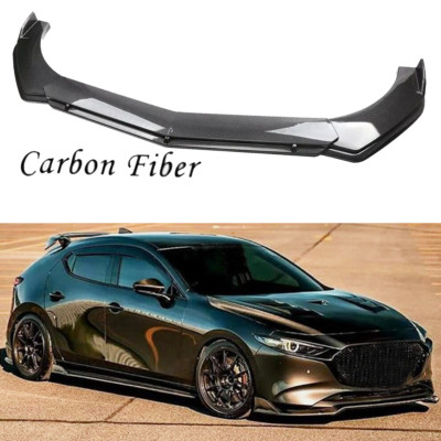 For Mazda3 Mazdaspeed Front Bumper Lip Spoiler Splitter Carbon Fiber Look