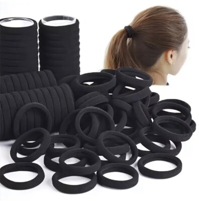  50x Haargummi Schwarz Haarband Zopfgummi Haargummis Kinder elastisch Damen  