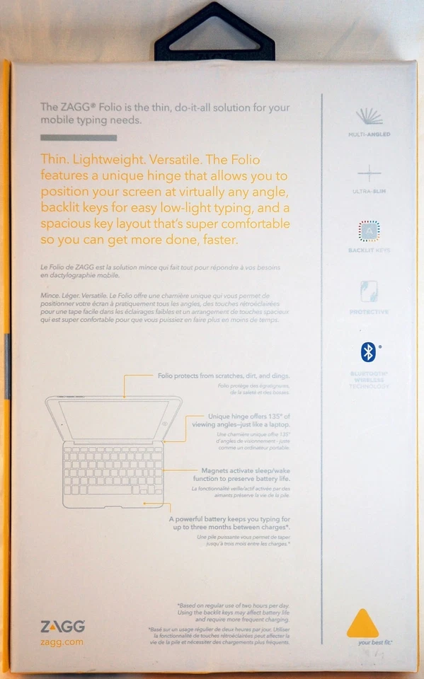NEW Zagg Keys Folio Apple iPad Mini w/Retina Display Bluetooth Keyboard backlit - Image 3 of 4