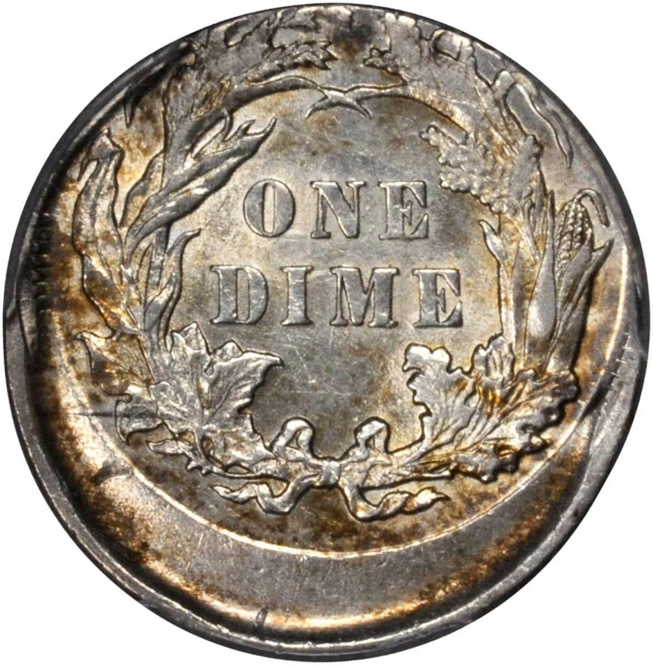 1887 Liberty Seated Dime--Struck 10% Off Center--AU-58 (PCGS)  - Image 2 of 4