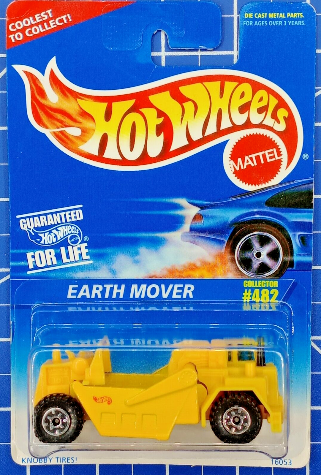 Hot Wheels 1:64 Earth Mover Construction Vehicle Blue White Card #482 Mattel