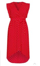 City Chic Xs Red Spot Maxi Dress Plus Size 14