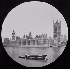 Glas magische Laterne Dia HOUSES OF PARLIAMENT LONDON UM 1890 FOTO