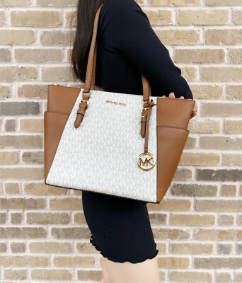 Michael Kors Charlotte Top Zip Tote MK Signature Shoulder Bag | eBay