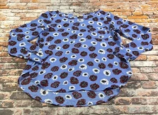 Loft Top Ladies Small Blue Floral Pullover Roll Tab Lightweight Casual Womens