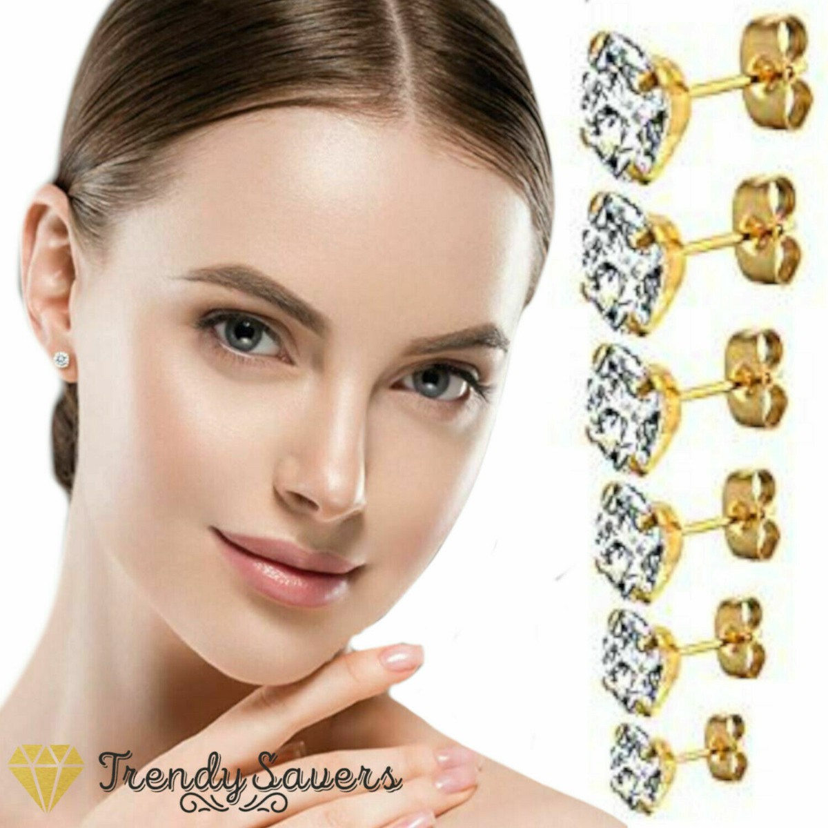 Womens Teens Hypoallergenic Claws 316L Surgical Steel CZ Crystal