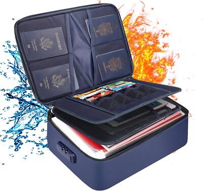 File Organizer Bag with Lock, Fireproof Document Organizer Bag 3-Layer Portable