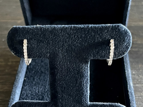 Roberto Coin 18k white gold pave diamond huggie earrings pre owned