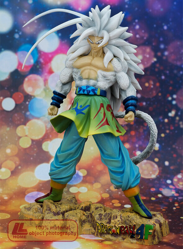 men adult , white hair large , tail , ssj5 , Goku 