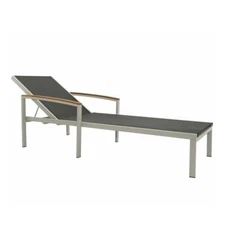 Pemberly Row Transitional Wood Reclining Chaise Lounge in Black