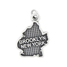 Sterling Silver Oxidized Brooklyn New York City Borough Map Charm (Options)