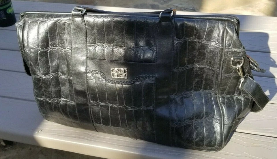 BUENO Negro Imitación Cocodrilo 18x12x7 Cartera Maletín Bolso Monedero Maleta? Foto 2 de 4