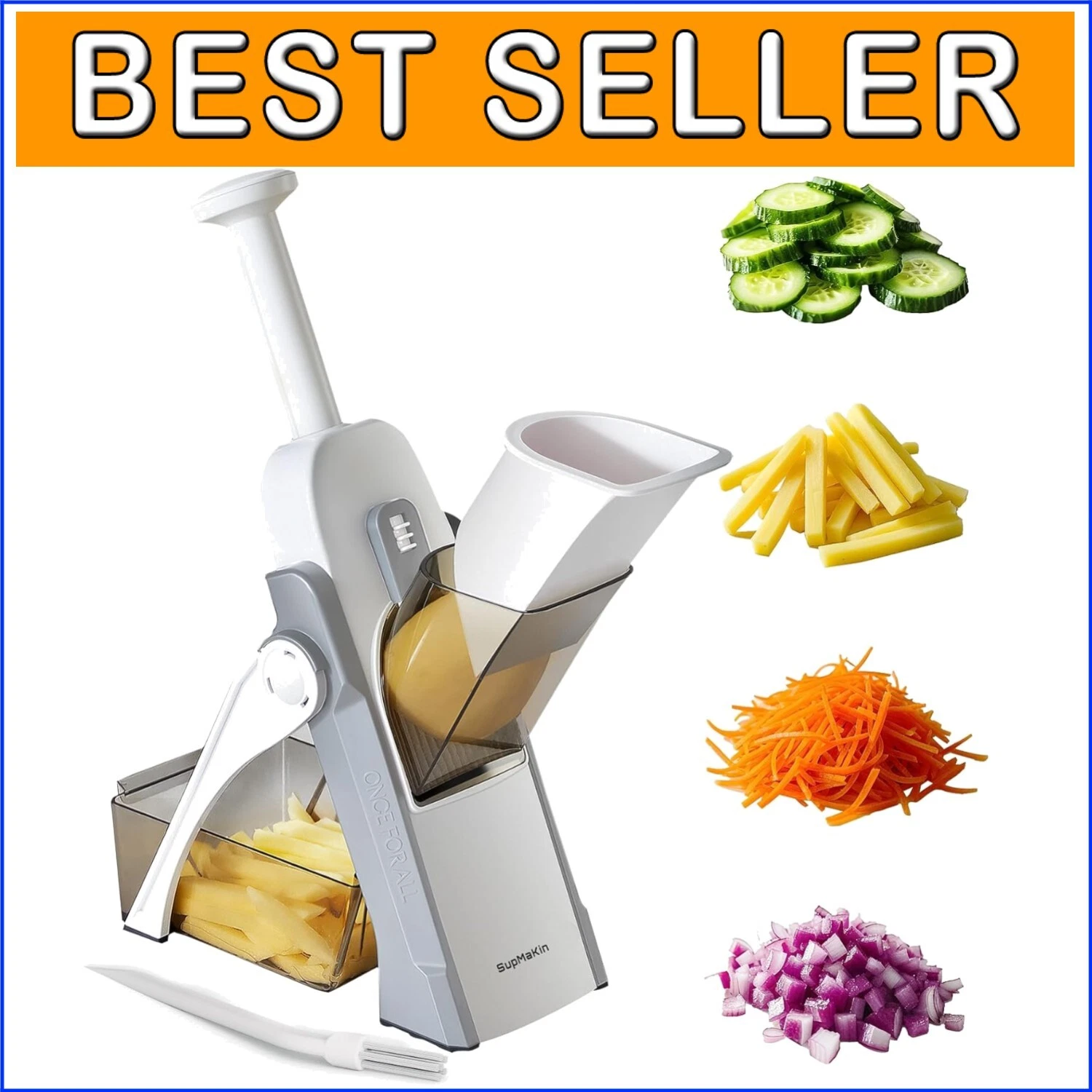 Compact 4-in-1 Mandoline Slicer with Safety Lock - Perfect for Quick Food Prep