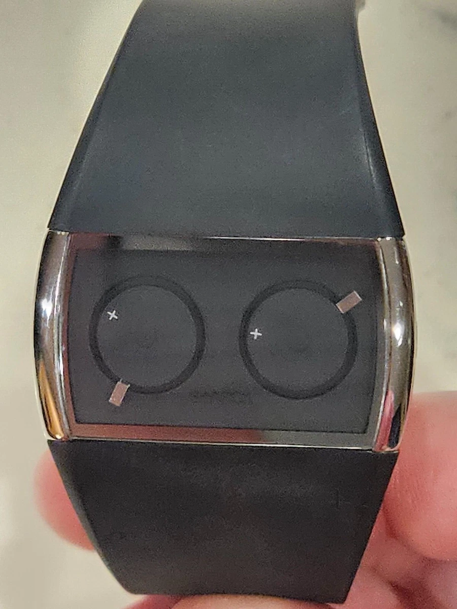 PHILIPPE STARCK BY FOSSIL BLACK RUBBER WATCH PH5029 PH 5029 MUST READ