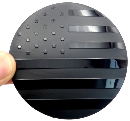 1x Patriotic American Flag Decal Sticker Emblem Aluminum Dome 65mm 2.55" Black - Foto 5 di 21