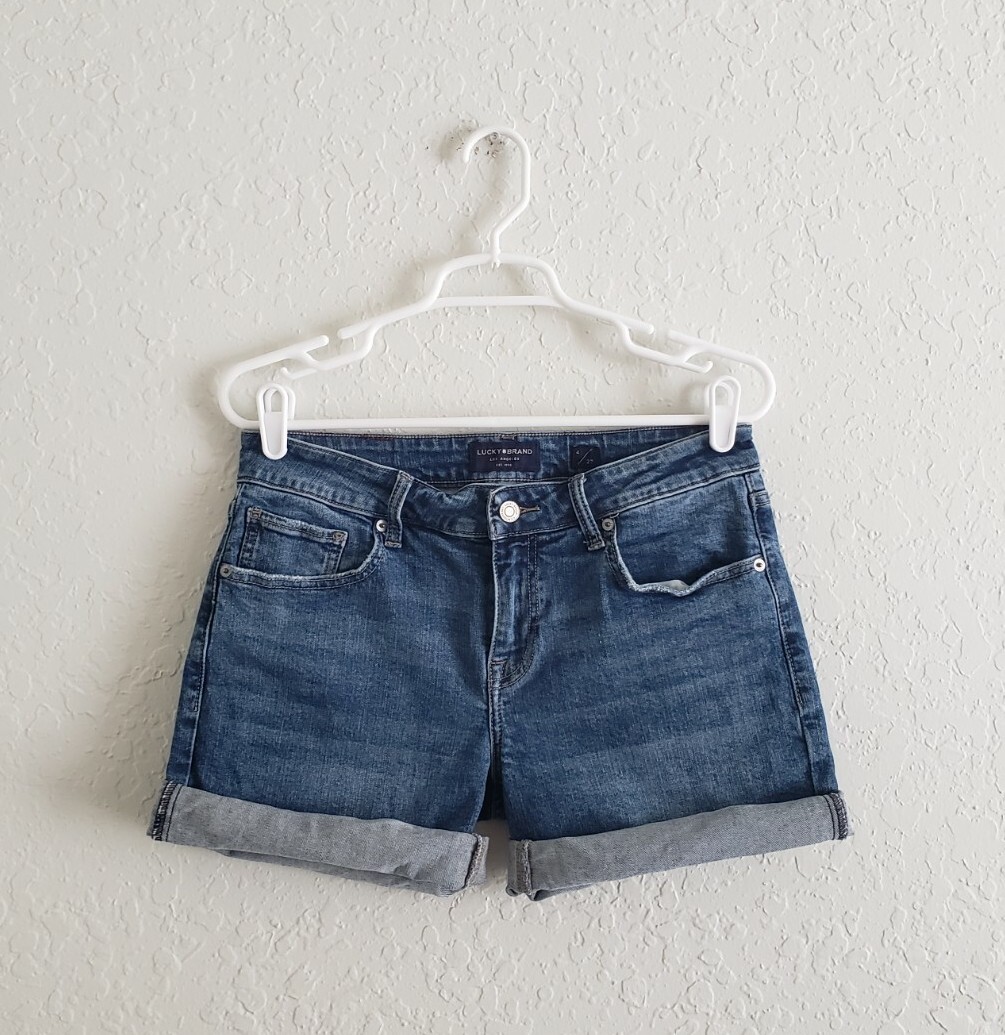 Lucky Brand Women's Mid Rise Roll Up Shorts - Classic Americana Style Summer Shorts