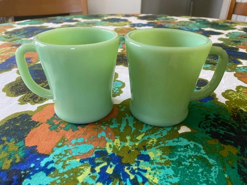 Set of 2 - 50's Fire King Jadeite Mugs - Excellent Condition