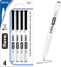 BAZIC Fiero Black Fiber Tip Fineliner Pen (3/Pack),Art Pens & Markers