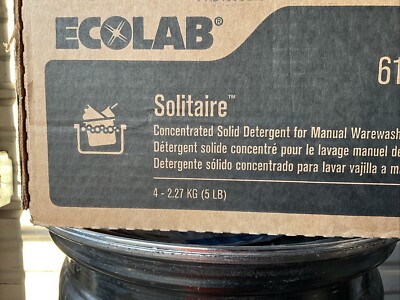 Case Of (4) EcoLab Solitaire Solid (5 LB.) Detergent Manual Pots&Pans Cleaner 