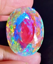 AAA 68 Ct+ Loose Gemstone Natural Rainbow Mystic Topaz Certified Oval Cut