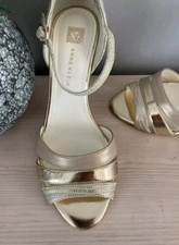 Anne Klein Peplum Womens UK 6 Gold High Heel Sandals Shoes New