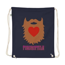 "Pogonophile" Organic cotton drawstring bag Beard Lover Facial Hair Mustache