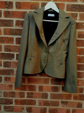 Strenesse (blue)wool Blend Polka Dot Design Taupe Jacket Uk Size 10 Fr 40 D 38