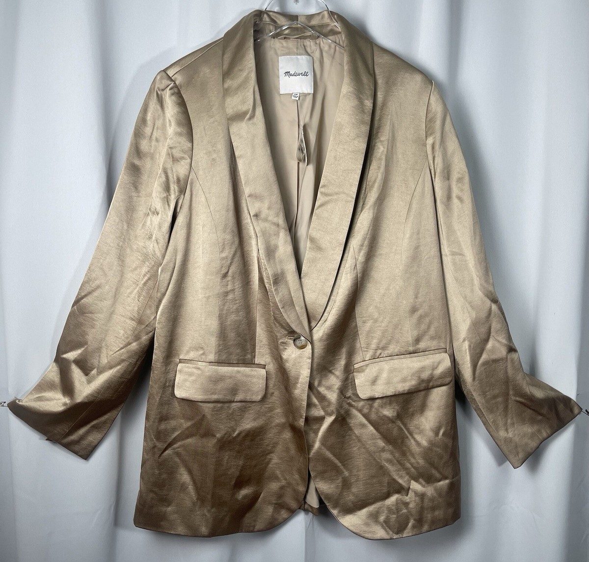 Madewell Satin Oversized Blazer In Matchstick Sz 16W New | eBay