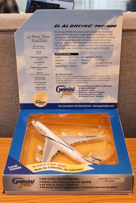 1:400 GeminiJets El Al Israel Airlines Boeing 747-400 4X-ELD 1:400 GeminiJets El Al Israel Airlines Boeing 747-400 4X-ELD