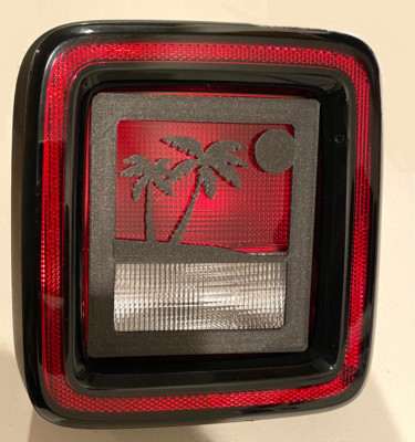 Beach Scene with Sun 3D Blk for Jeep Wrangler JK/JKU/JL Rear Tail Light cover 