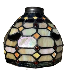 Hampton Bay Stain Glass Copper Finish Orange Yellow Tiffany Style Pendant Light