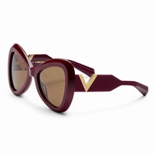 New Valentino V GOLD III VLS 138B, Burgundy Butterfly Sunglasses, Authentic