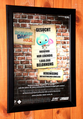 Boulder Dash Rocks! Nintendo DS Rare Promo Werbeblatt Poster / Ad Page Framed