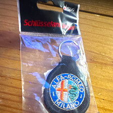 Alfa Romeo Milano Embroidered Keychain Black Patch Logo Key Holder