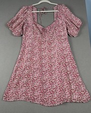 ASTR The Label Magenta Lime Ditsy Milkmaid Babydoll Puff Sleeve Mini Sundress XL