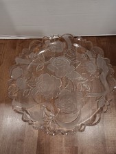 Laura Glass Rose Garden 14" Frosted Glass Platter, Made in Japan — listing 6